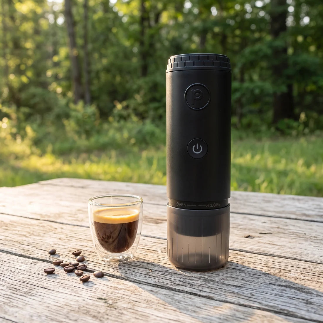 Midnight black Origin portable espresso maker
