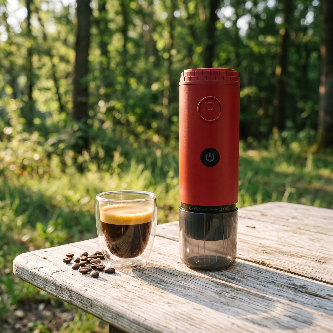 Canyon red Origin portable espresso maker
