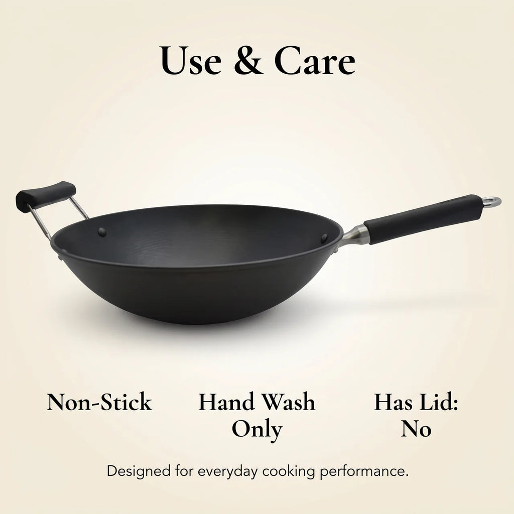 14-inch Light Cast Iron Preseasoned Wok with Cool Touch Handles