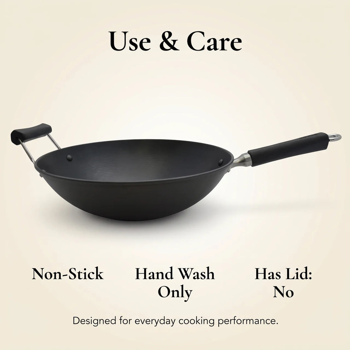14-inch Light Cast Iron Preseasoned Wok with Cool Touch Handles