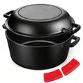 2-in-1 Cast Iron Dutch Oven Pot