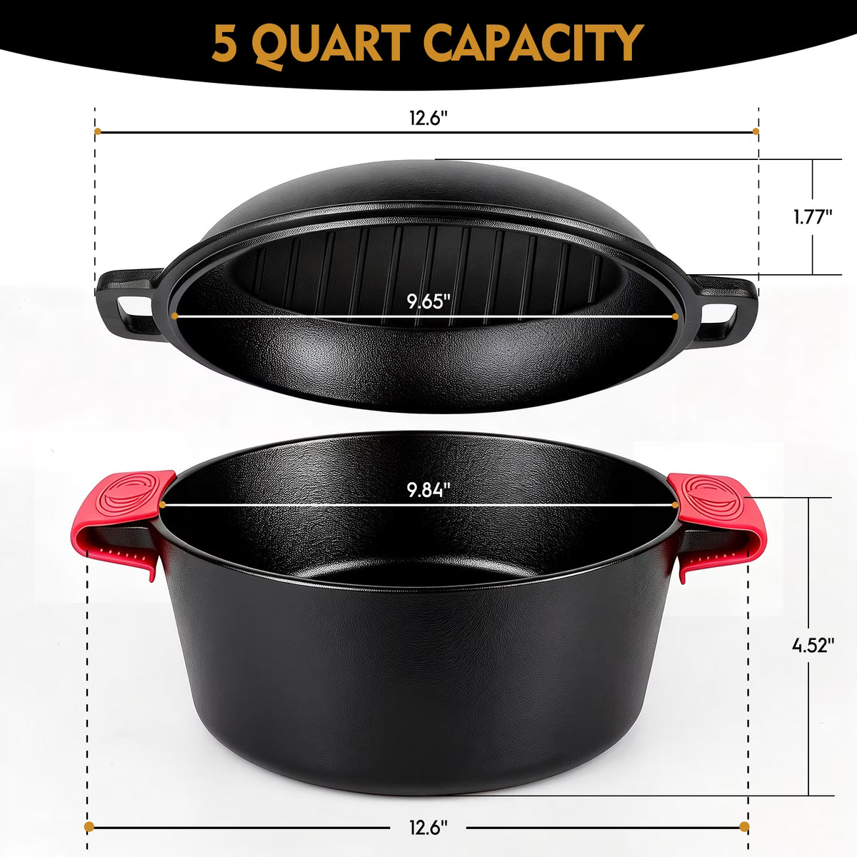 2-in-1 Cast Iron Dutch Oven Pot