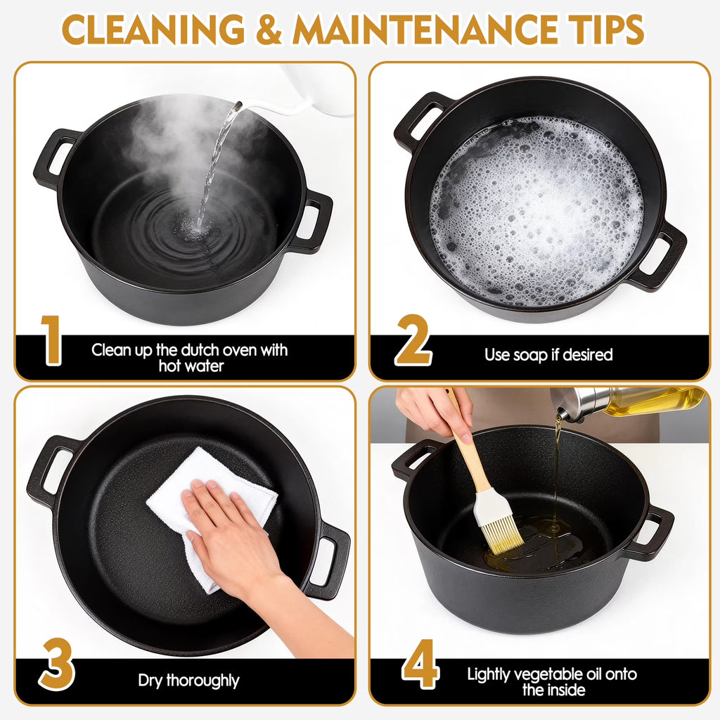 2-in-1 Cast Iron Dutch Oven Pot