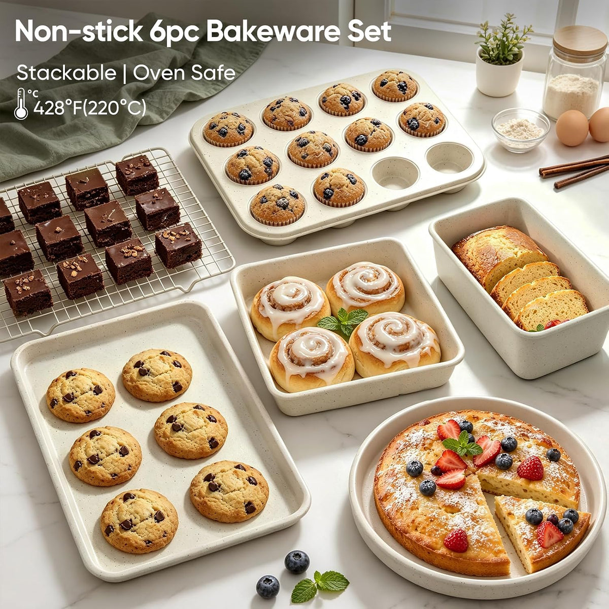 37Pcs Pots and Pans Set Non Stick,Ceramic Cookware Set