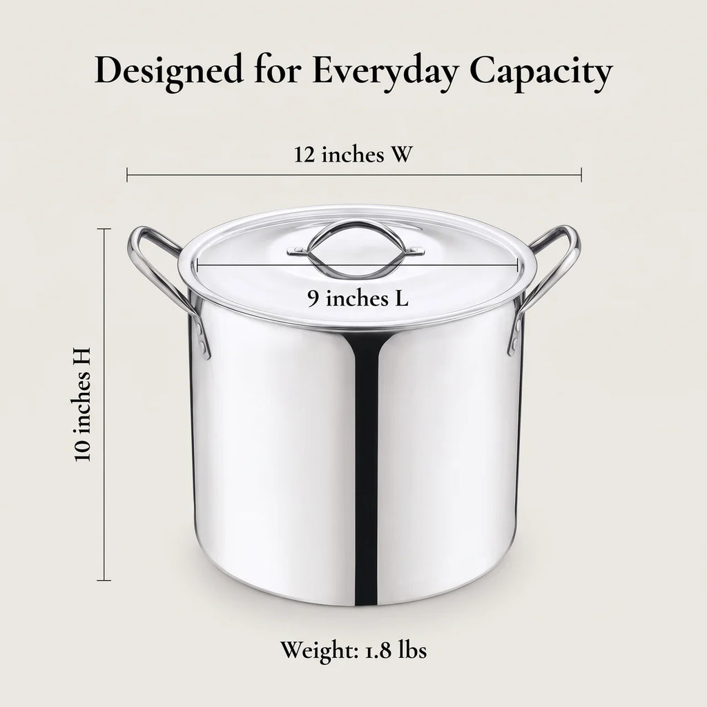 8-Qt Stainless Steel Stock Pot with Stainless Steel Lid
