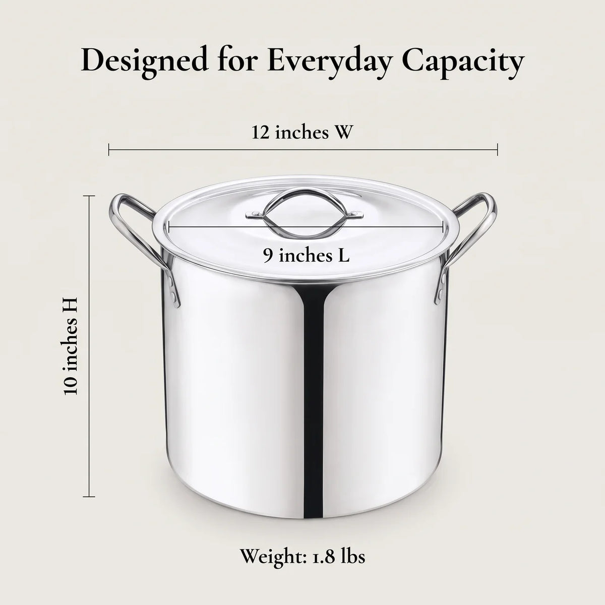 8-Qt Stainless Steel Stock Pot with Stainless Steel Lid