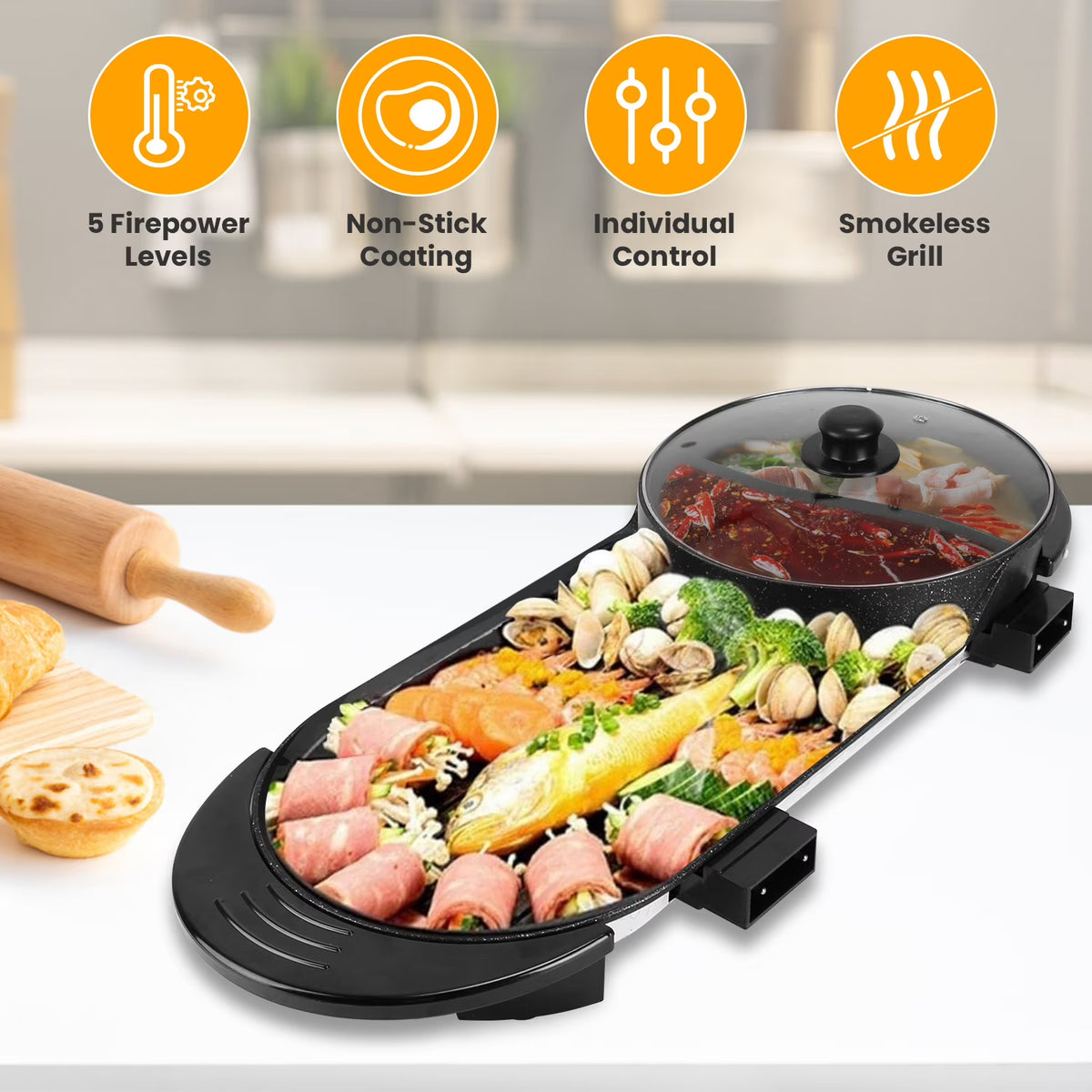 Electric Hot Pot Electric with Grill