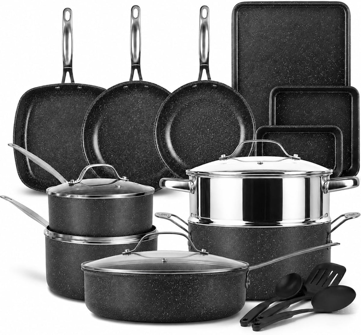 Granitestone 20 Pc Pots and Pans Set Non Stick Kitchen Cookware Set