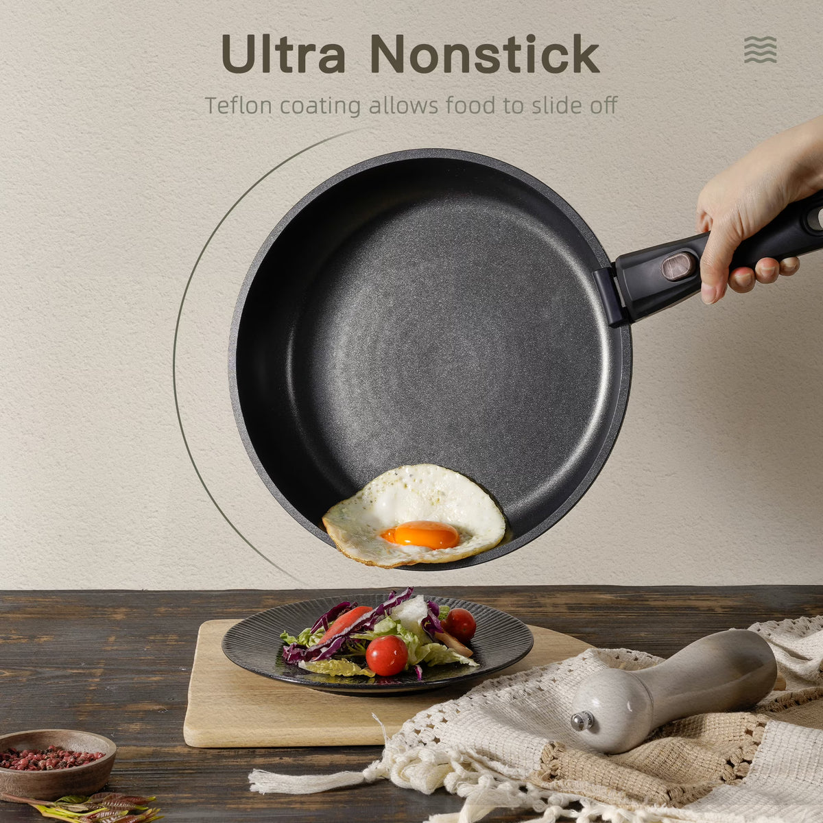 20-Piece Pots and Pans Set, Nonstick Cookware Set with Detachable Handles