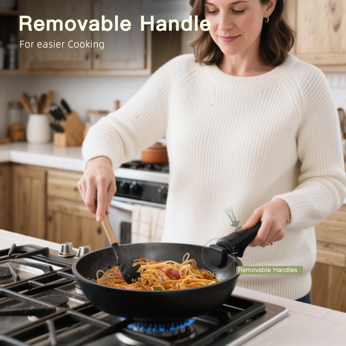 20-Piece Pots and Pans Set, Nonstick Cookware Set with Detachable Handles