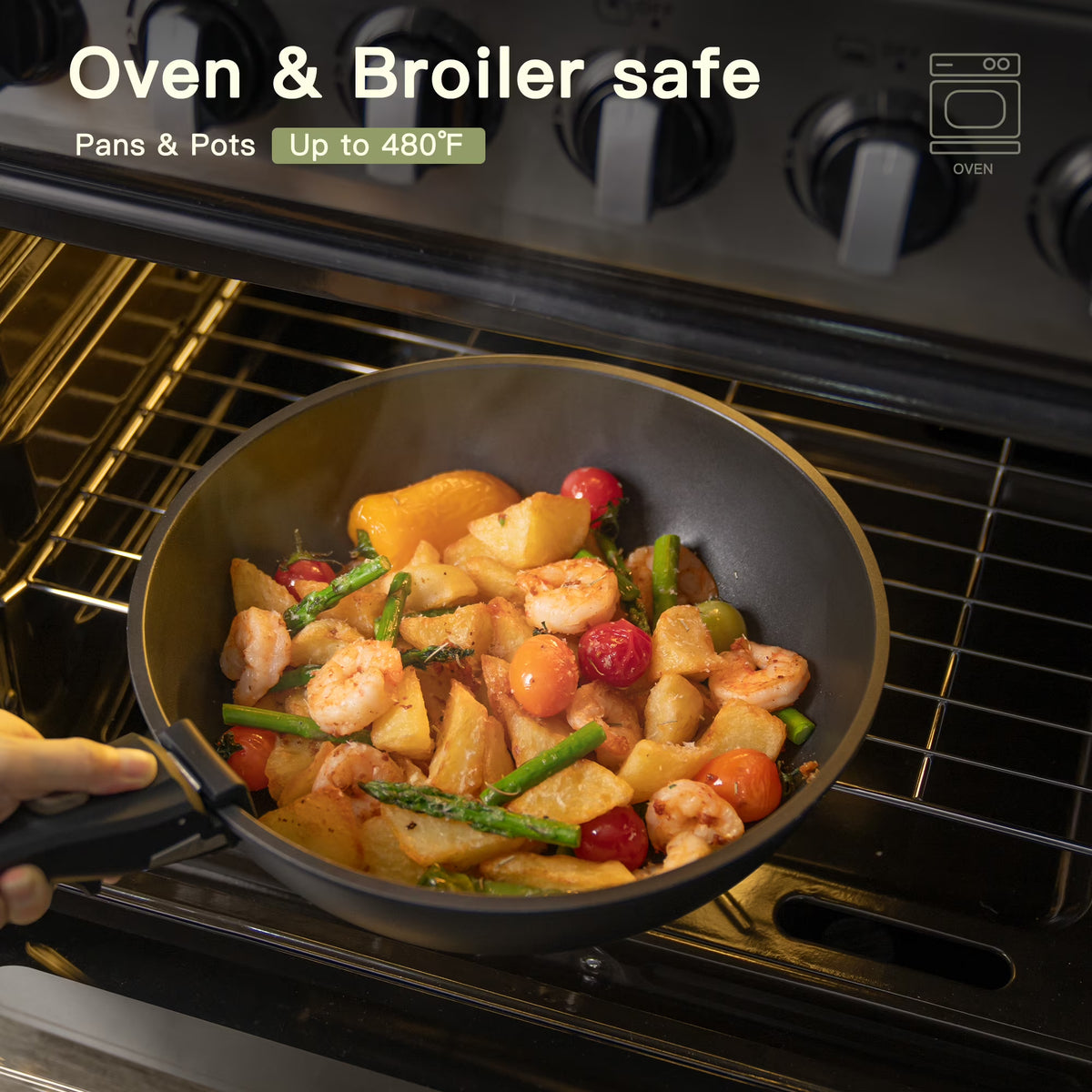 20-Piece Pots and Pans Set, Nonstick Cookware Set with Detachable Handles