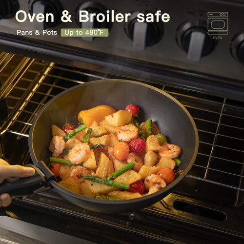 20-Piece Pots and Pans Set, Nonstick Cookware Set with Detachable Handles