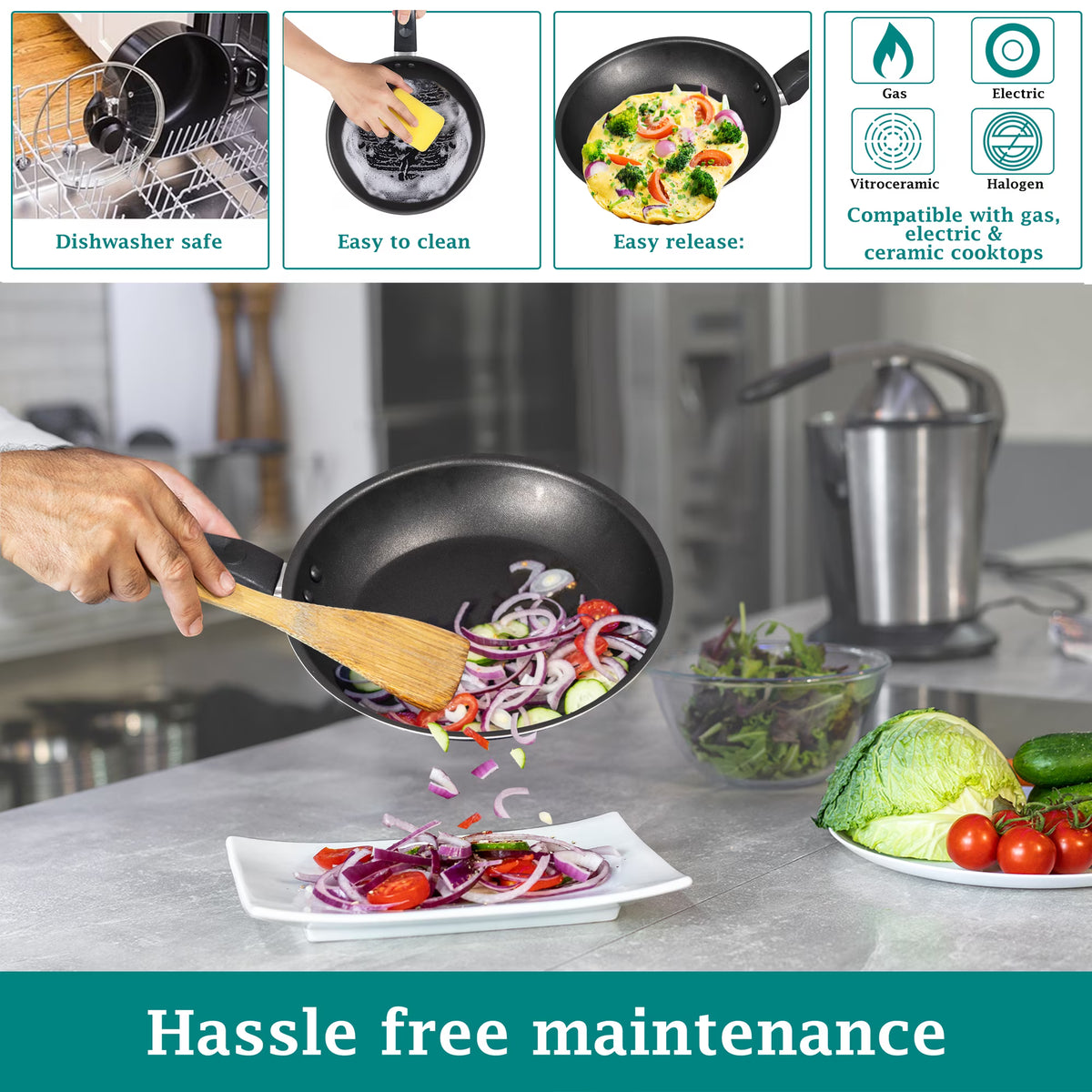 4 Pcs Nonstick Aluminum Cookware Set