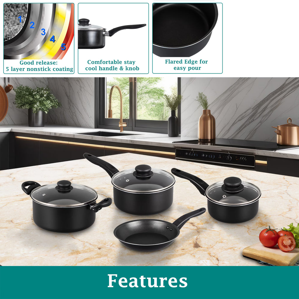 4 Pcs Nonstick Aluminum Cookware Set